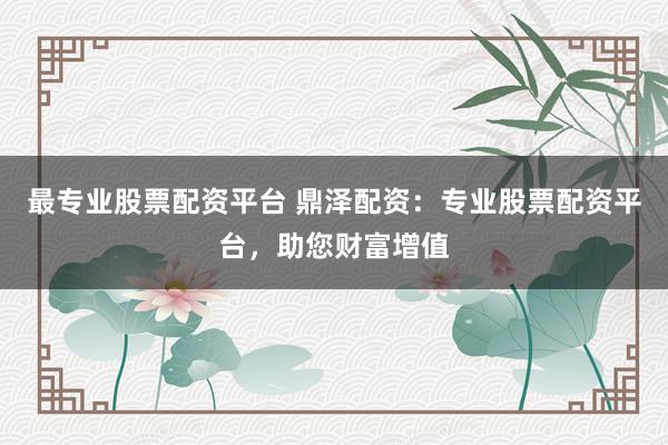 最專業(yè)股票配資平臺 鼎澤配資：專業(yè)股票配資平臺，助您財富增值