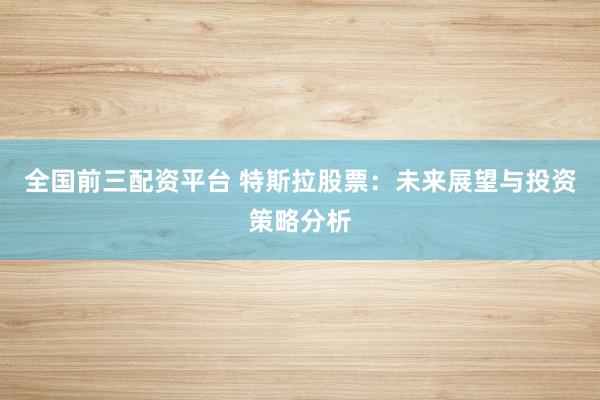 全國前三配資平臺 特斯拉股票：未來展望與投資策略分析