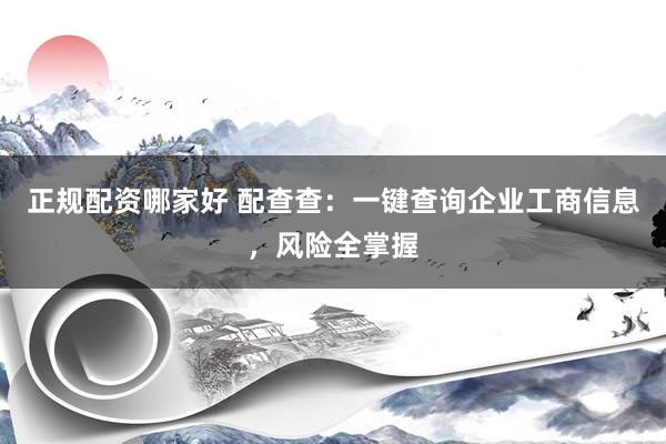 正規(guī)配資哪家好 配查查：一鍵查詢企業(yè)工商信息，風(fēng)險全掌握