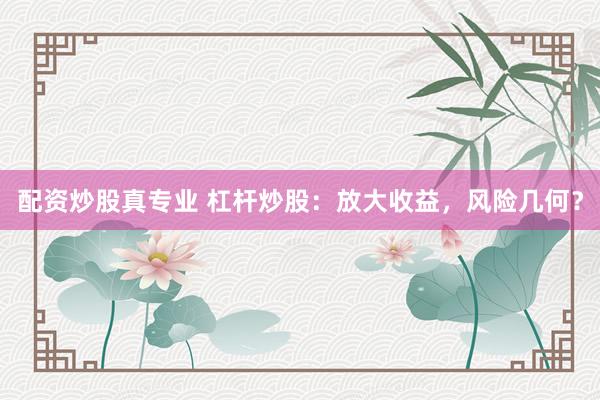 配資炒股真專業(yè) 杠桿炒股：放大收益，風(fēng)險(xiǎn)幾何？