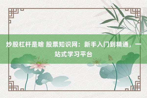 炒股杠桿是啥 股票知識(shí)網(wǎng)：新手入門到精通，一站式學(xué)習(xí)平臺(tái)