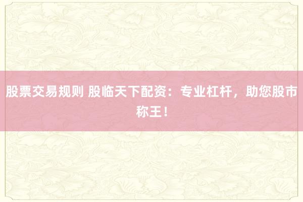 股票交易規(guī)則 股臨天下配資：專業(yè)杠桿，助您股市稱王！